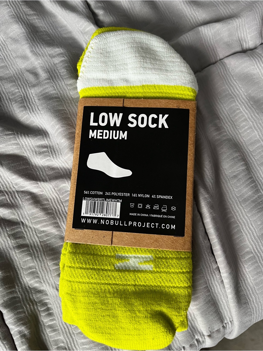 NOBULL Low-Cut Athletic Socks — Neon Yellow & White